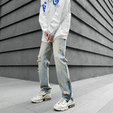 Threebooy Hole Ripped Washed Vintage Men Hip Hop Jeans Trousers West Ankle Zipper Punk Distressed Male Denim Pants